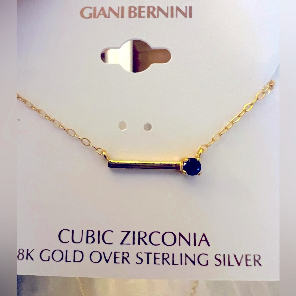 Giani Bernini 18k Gold Plated Sterling Silver Necklace w lab Sapphire Accent 💙